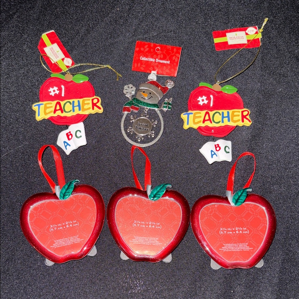 6 Teacher Ornaments Set